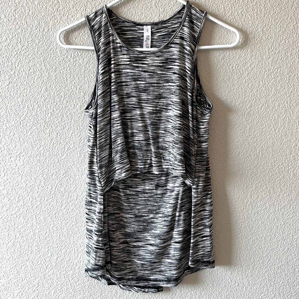 Latched Mama sleeveless draped back shirt.